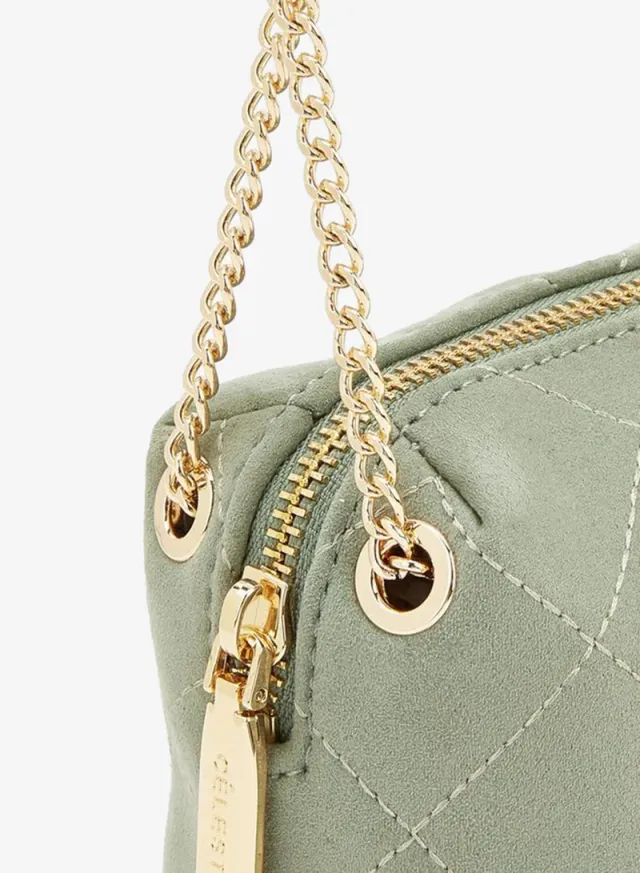 Quilted Suede Crossbody Bag With Zip Closure – صورة 5
