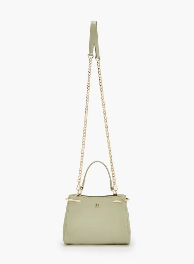 Solid Crossbody Bag With Chain Strap – صورة 2