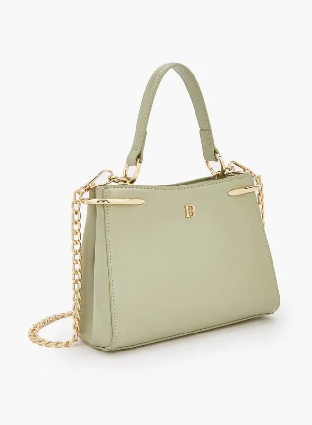 Solid Crossbody Bag With Chain Strap – صورة 3
