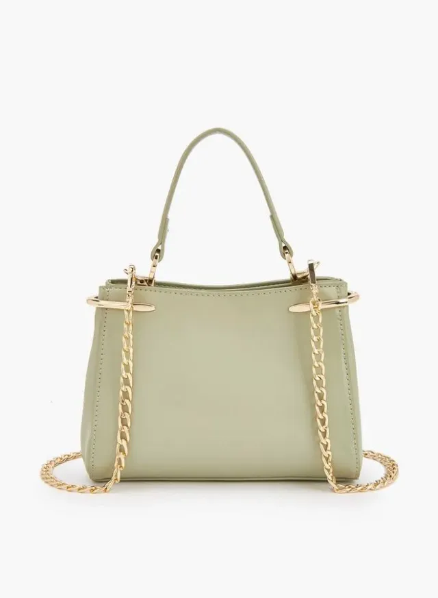 Solid Crossbody Bag With Chain Strap – صورة 5