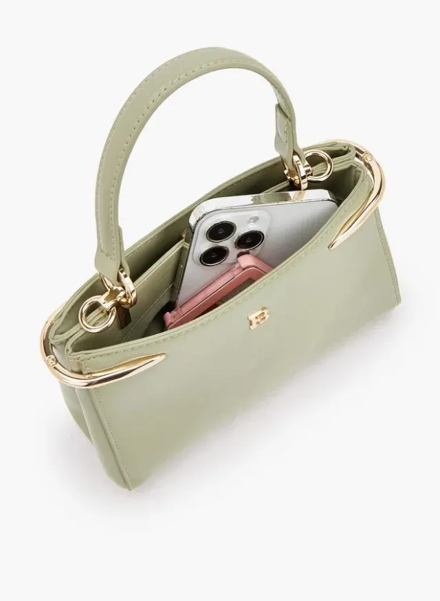 Solid Crossbody Bag With Chain Strap – صورة 7