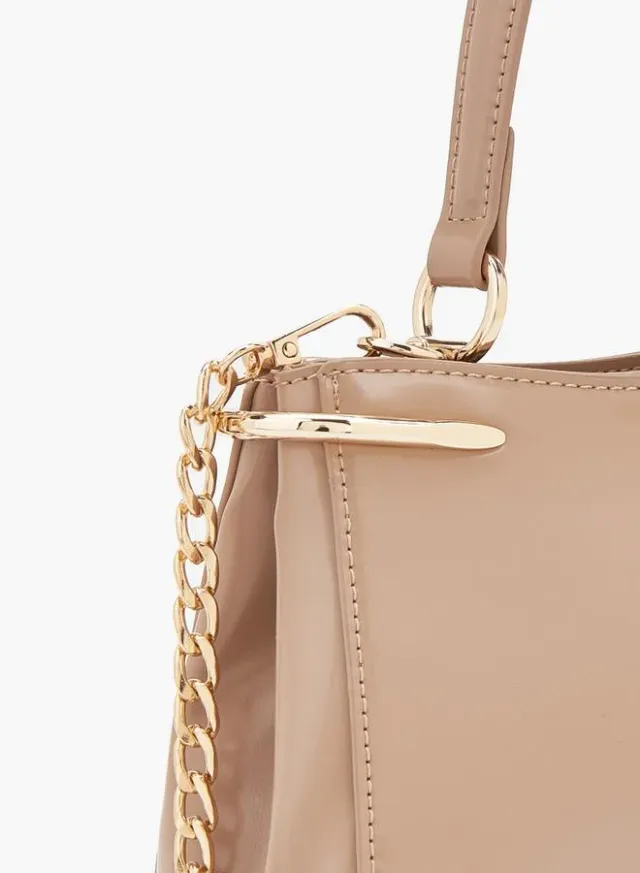 Solid Crossbody Bag With Chain Strap – image 4