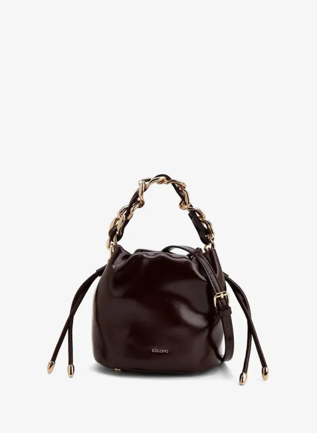 Drawstring Bucket Bag With Chain Handle