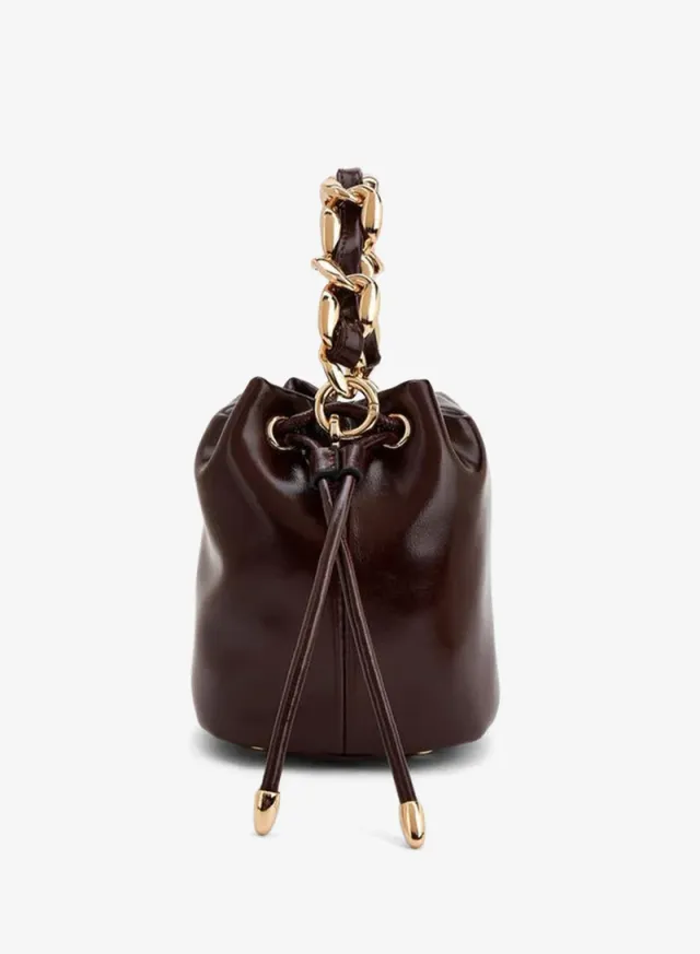Drawstring Bucket Bag With Chain Handle – صورة 2