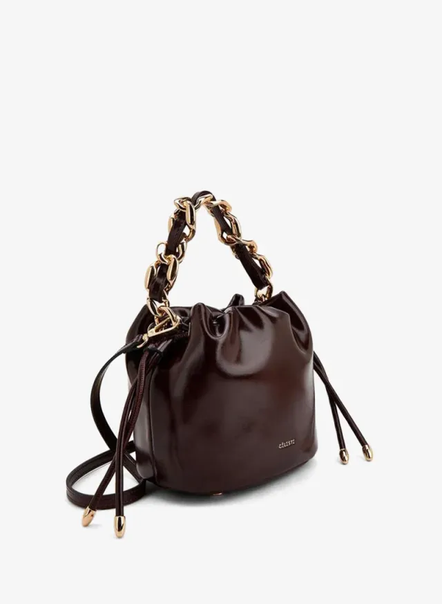 Drawstring Bucket Bag With Chain Handle – صورة 3