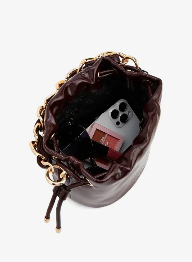 Drawstring Bucket Bag With Chain Handle – صورة 7