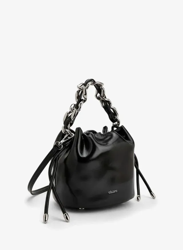 Drawstring Bucket Bag With Chain Handle – صورة 2