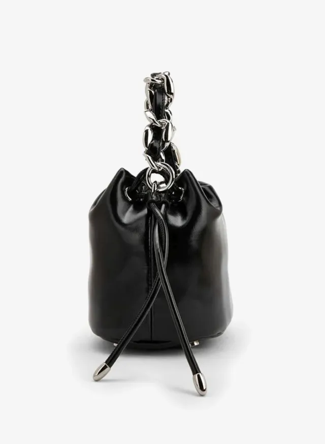 Drawstring Bucket Bag With Chain Handle – صورة 4