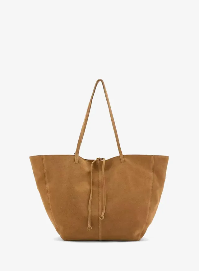 Suede Shopper Bag With Bow Closure – image 4