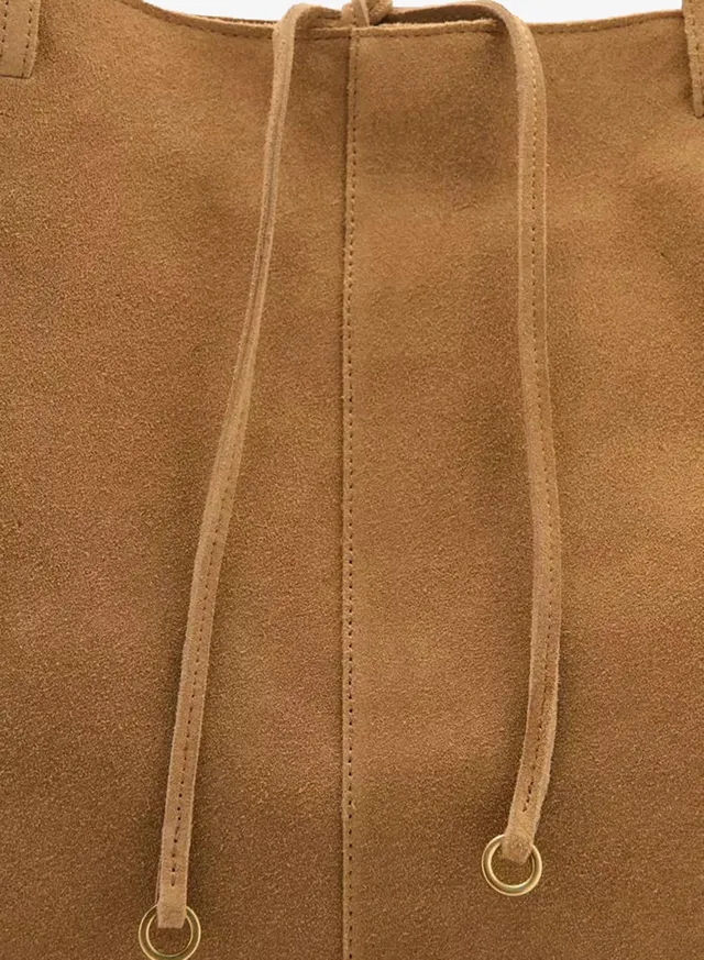 Suede Shopper Bag With Bow Closure – image 5