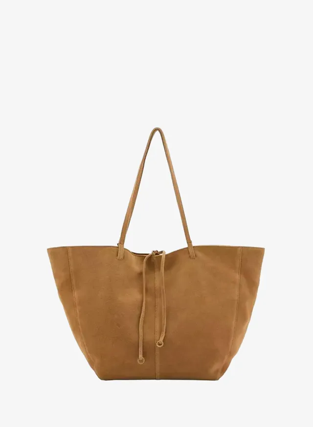 Suede Shopper Bag With Bow Closure – image 6