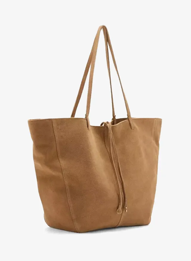 Suede Shopper Bag With Bow Closure – image 7