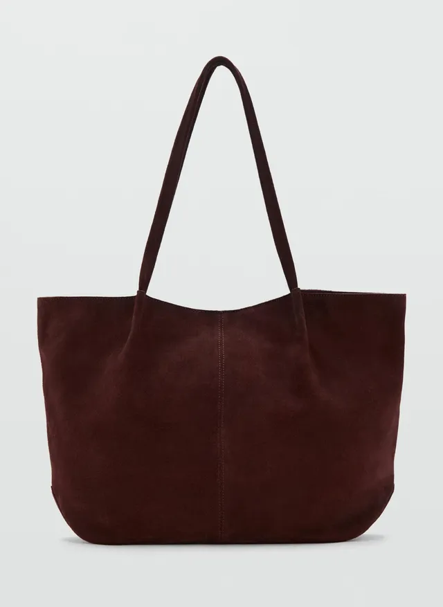 Suede leather shopper bag