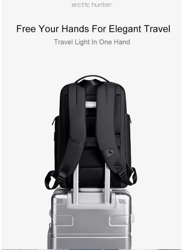 Anti-Theft Business Travel Laptop Backpack with USB Port Grey – image 11