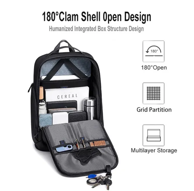 Anti-Theft Business Travel Laptop Backpack with USB Port Grey – image 5
