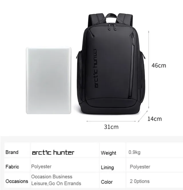Anti-Theft Business Travel Laptop Backpack with USB Port Grey – image 6