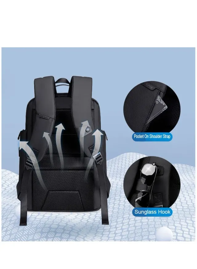 Anti-Theft Business Travel Laptop Backpack with USB Port Grey – image 8