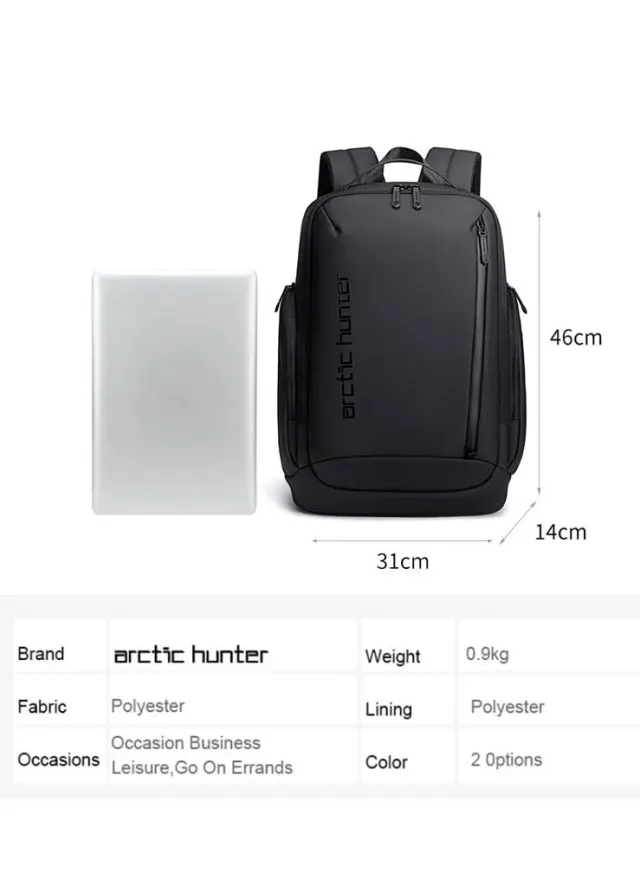 Anti-Theft Business Travel Laptop Backpack with USB Port Grey – image 9