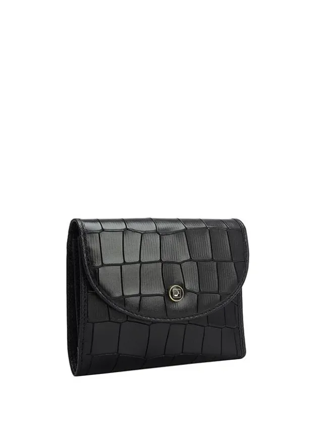 Black Textured Leather Ladies Wallet - 10.5 x 12 cm – image 2