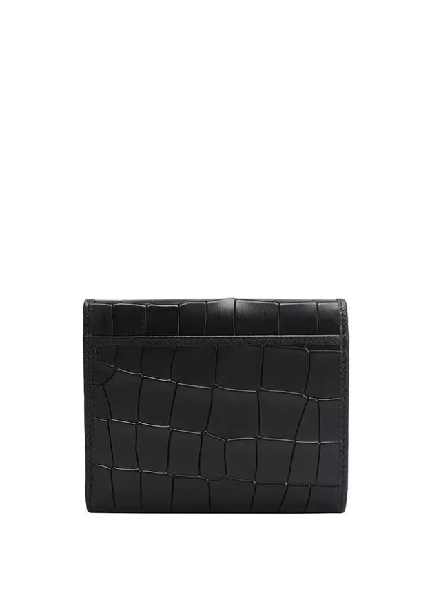 Black Textured Leather Ladies Wallet - 10.5 x 12 cm – image 4