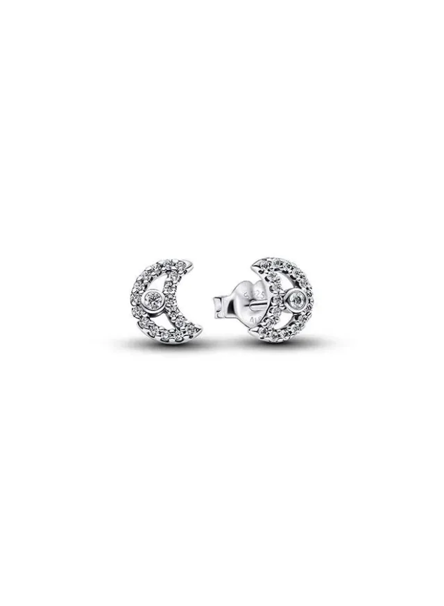 Sparkling Moon Stud Earrings