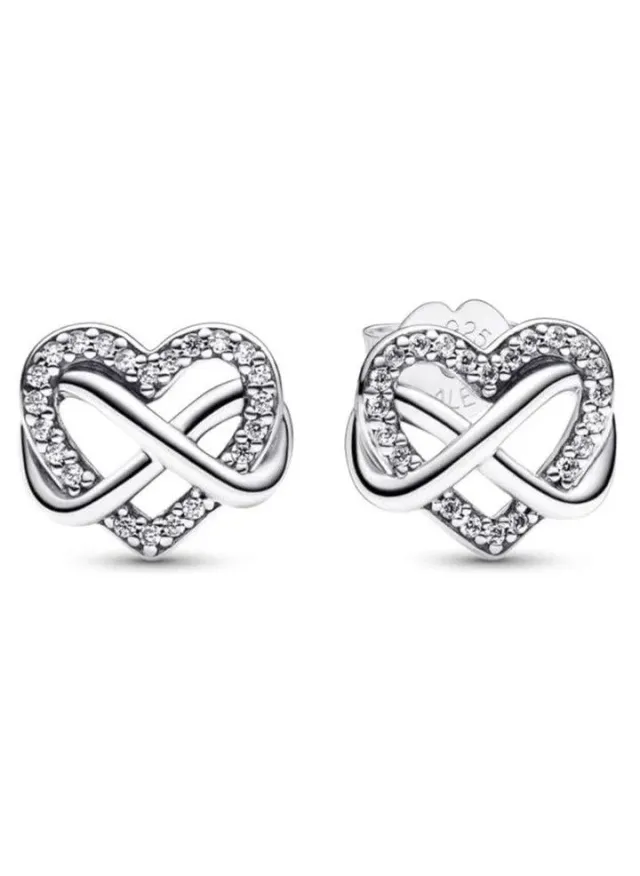 Sterling Silver Infinity Heart Studs