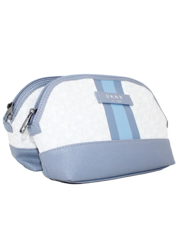 DKNY Signature Stripe 2.0 Small Dome Cosmetic Bag, Dark Gray – image 4