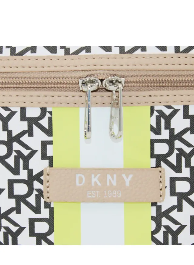 DKNY Signature Stripe Small Train Cosmetic Bag Pale Beige – image 2