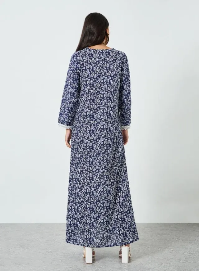 Floral Print Beaded Long-Sleeve Maxi Dress – image 5