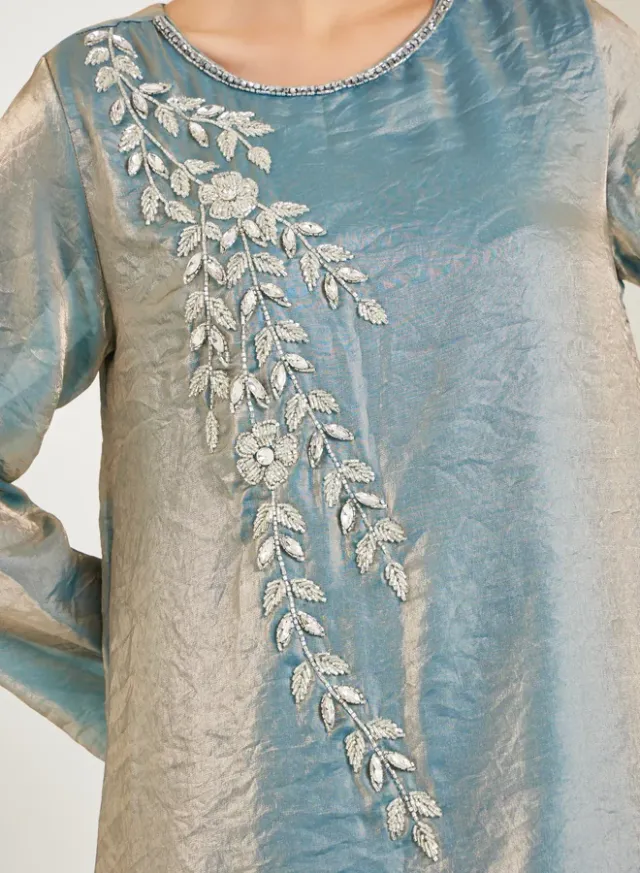 Floral Print Beaded Long-Sleeve Maxi Dress – image 4