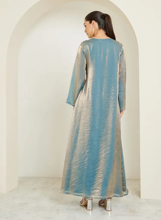 Floral Print Beaded Long-Sleeve Maxi Dress – image 5