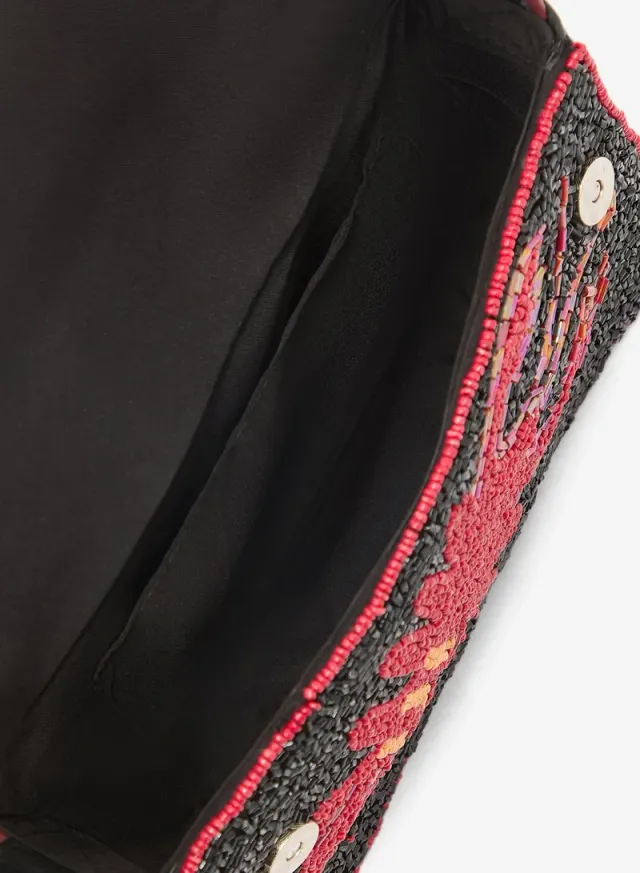 Embroidered Beaded Lobster Shoulder Bag Red – image 5