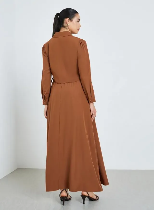Women's Modest Ruched Shirt & Maxi Skirt Set Black – image 6