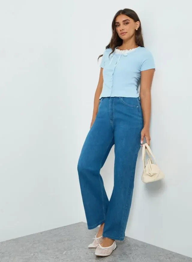 Women's High Rise Straight Leg Jeans Grey – image 4