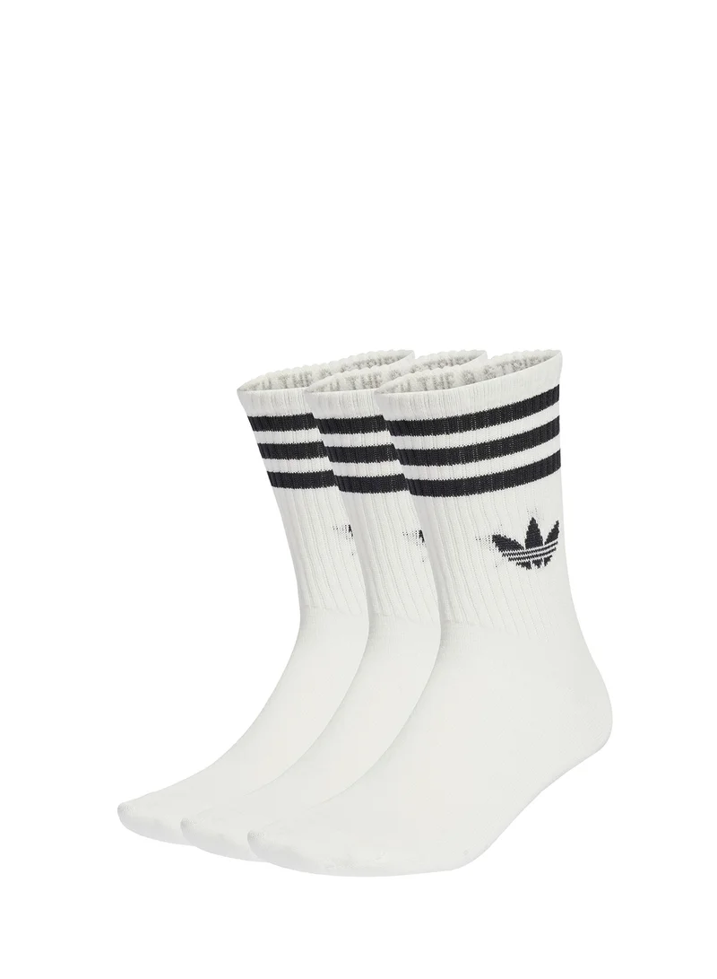جوارب كرو Adidas Originals عبوة من 3 أزواج - أبيض / رمادي متوسط هيذر / أسود