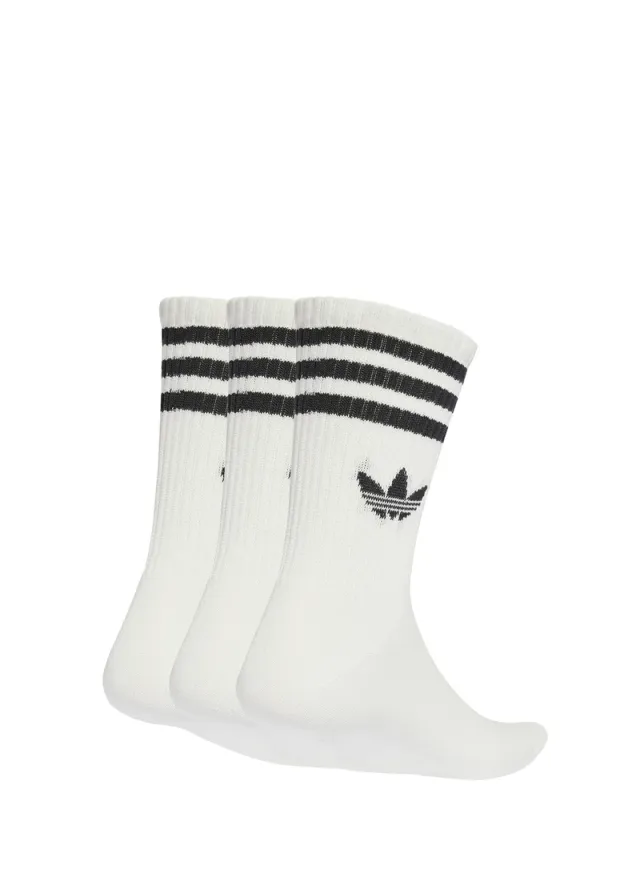 جوارب كرو Adidas Originals عبوة من 3 أزواج - أبيض / رمادي متوسط هيذر / أسود – صورة 2