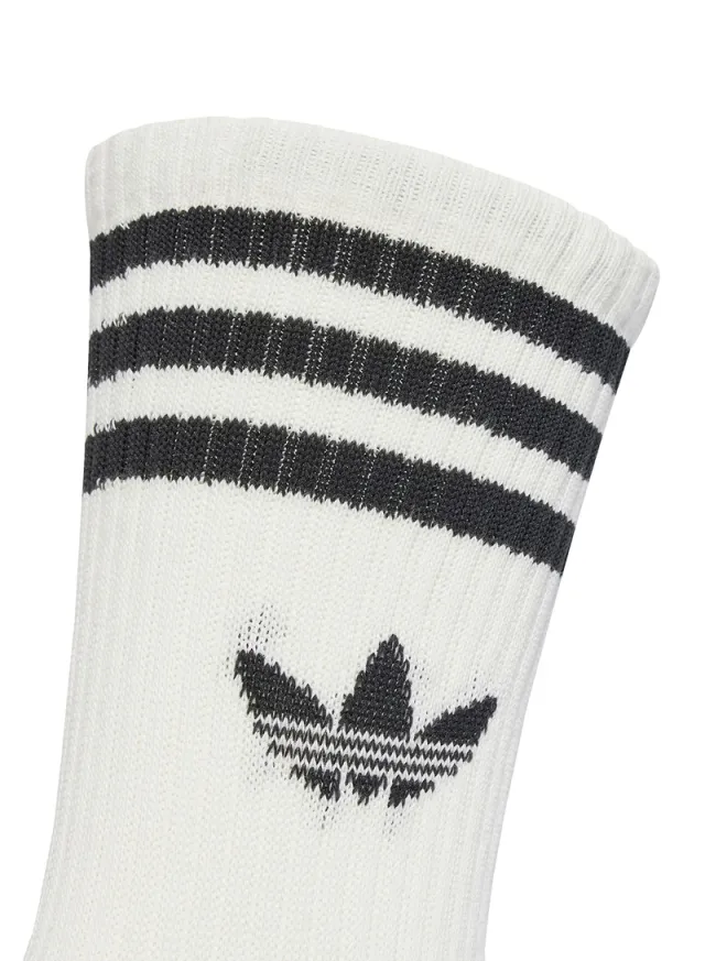 جوارب كرو Adidas Originals عبوة من 3 أزواج - أبيض / رمادي متوسط هيذر / أسود – صورة 4