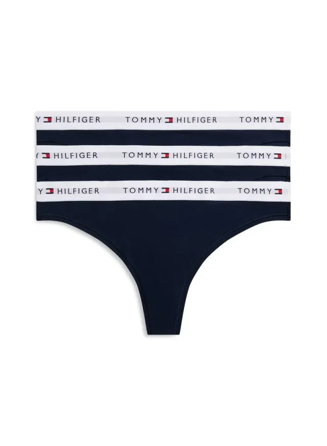 3-Pack Essential Logo Thongs Black