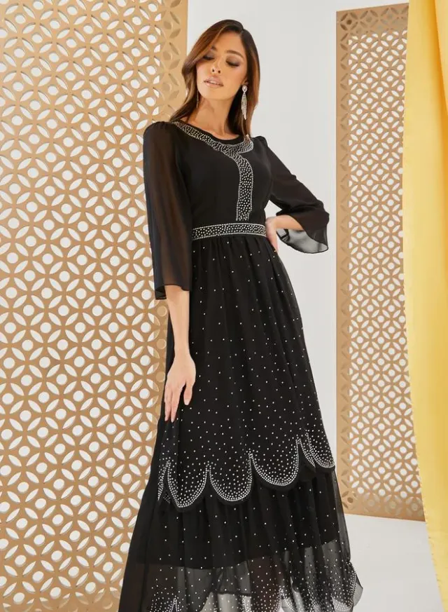 Emerald Green Maxi Dress with Sweetheart Neck and Off-the-Shoulder Sleeves – image 3