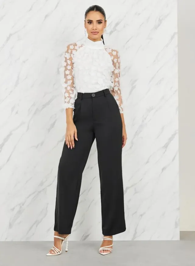 Solid Mid Rise Flare Pants Tan – image 2