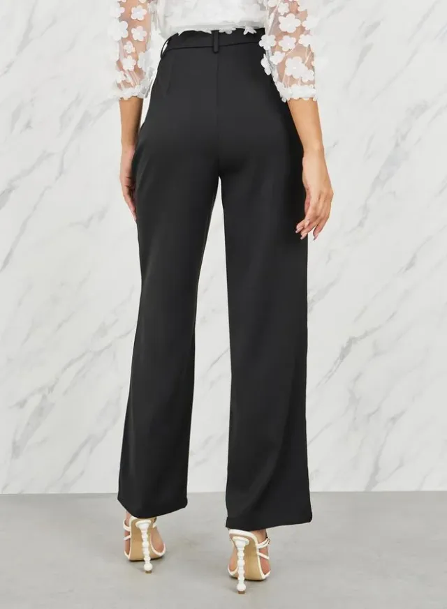 Solid Mid Rise Flare Pants Tan – image 4