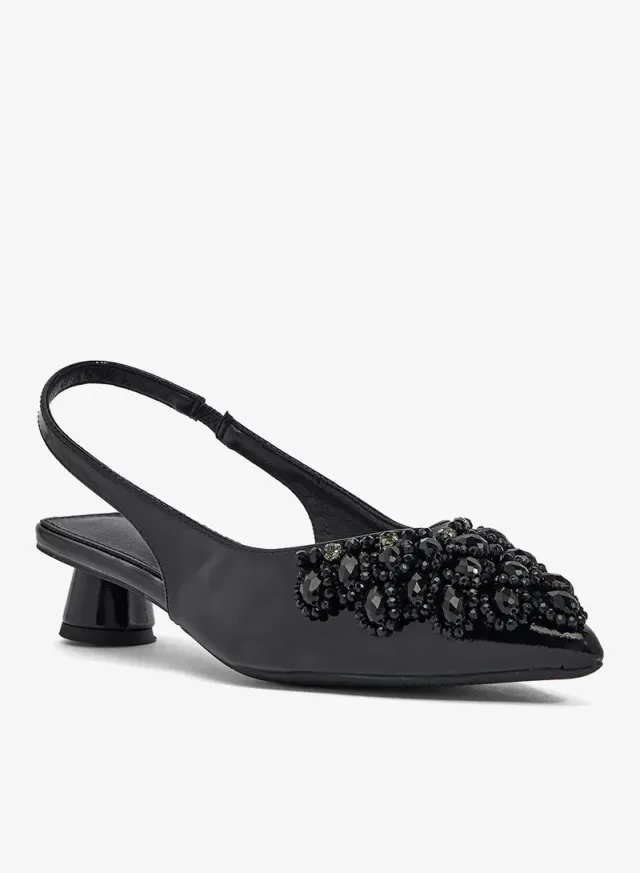 Embellished Mid Heel Pumps Beige – image 3