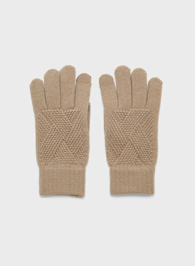 Ella Women's Black Knitted Patterned Winter Gloves