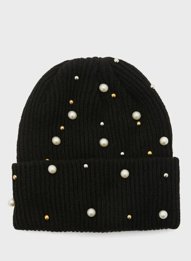 Embellished Pearl Winter Beanie