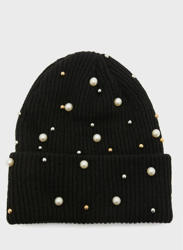 Embellished Pearl Winter Beanie – image 2