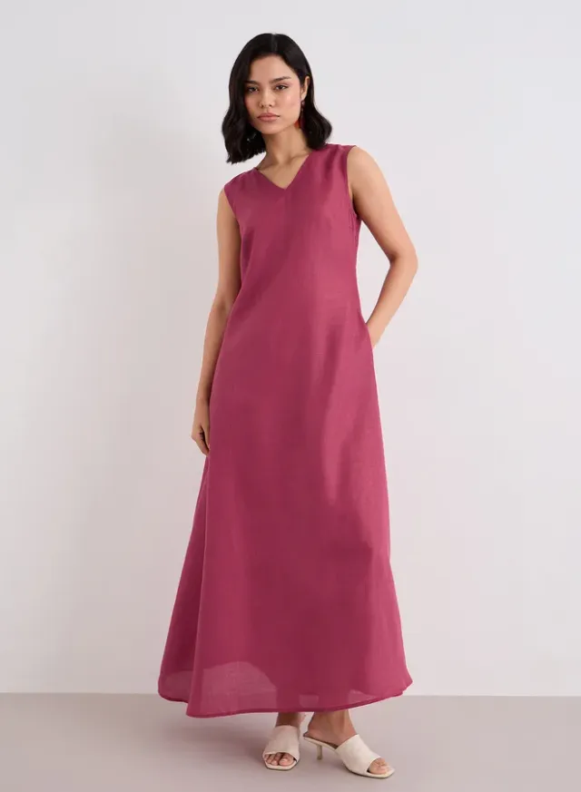 Sleeveless A-Line Maxi Dress Blue – image 2