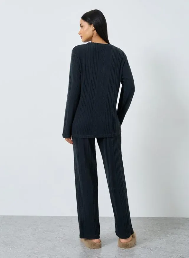 Chunky Rib Fleece Drop Shoulder Top and Pyjama Set – image 6