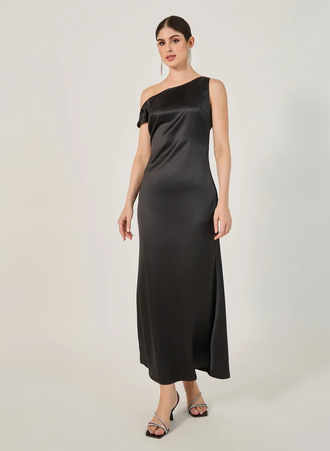 فستان ماكسي بتصميم - بطبعات زهور شاملة وتفاصيل ضفائر