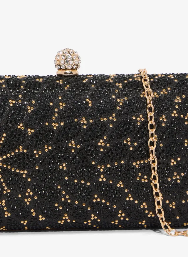 Gold Embellished Clutch Bag with Clasp Closure – image 3