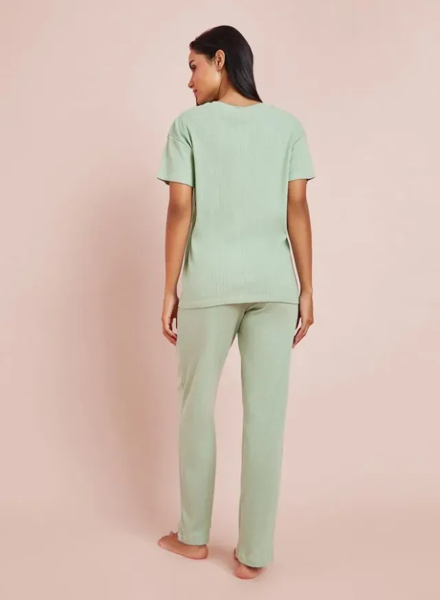 Contrast Rib Wrap Tee and PJ Set – image 5